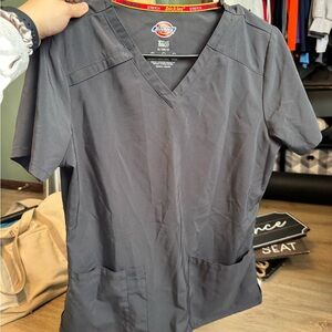 Dickies Charcoal V-Neck Scrub Top